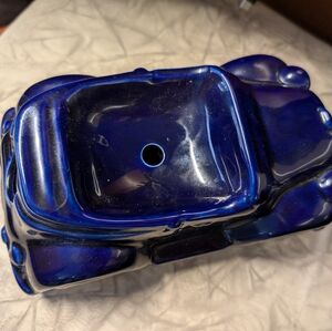 Vintage ceramic ashtray or incense holder blue